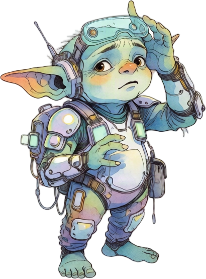 A confused futuristic goblin
